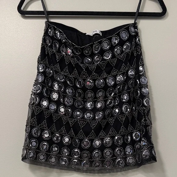 12th Tribe Dynamo Black Sequin Mini Skirt - Picture 2 of 4